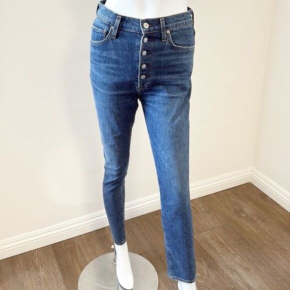 Citizens Of Humanity Olivia High Rise Slim Ankle Denim Jeans Exposed Button Fly - Picture 9 of 9
